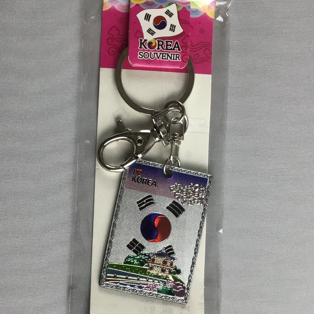 Genuine KOREA Key Ring Holder Souvenir Silver Tone